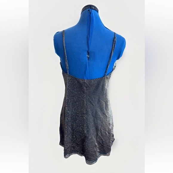 Vintage Victorias Secret Sparkly Glitter Black Gold Bratz Mini Slip Dress size M - Picture 5 of 7